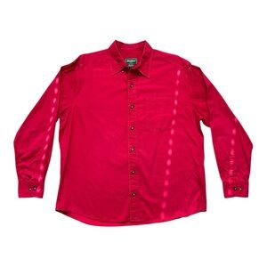 Eddie Bauer Mens Large Red Button Down Shirt Long Sleeve Cotton Pocket